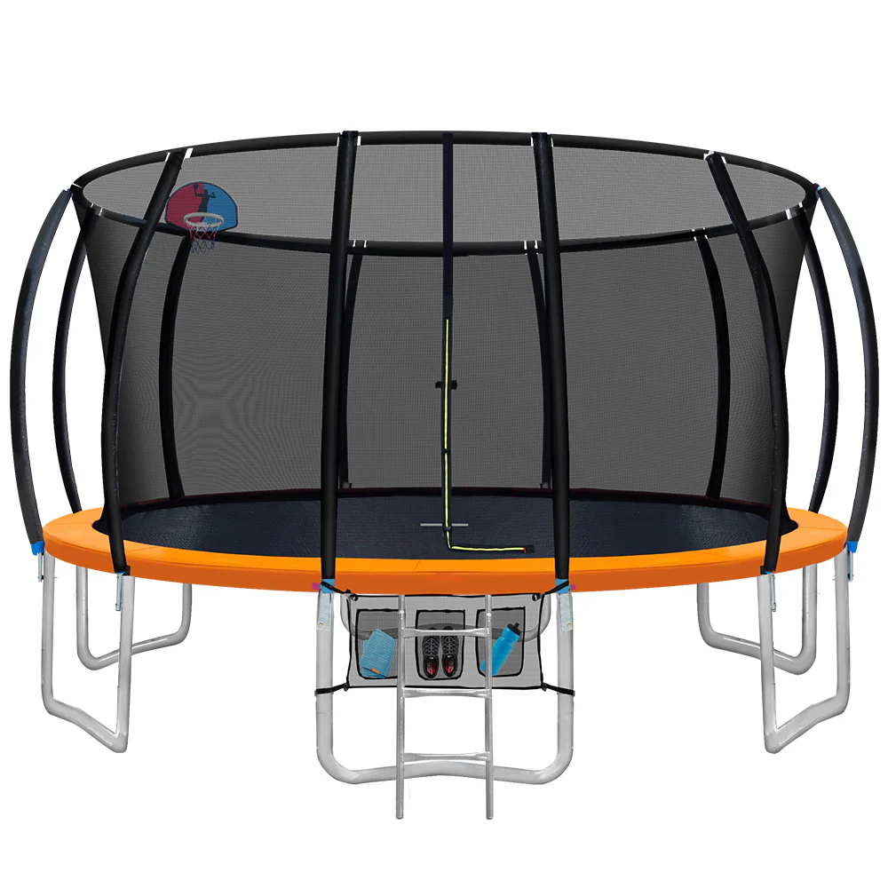 Everfit 16FT Trampoline for Kids w/ Ladder Enclosure Safety Net Rebounder Orange - Image 8