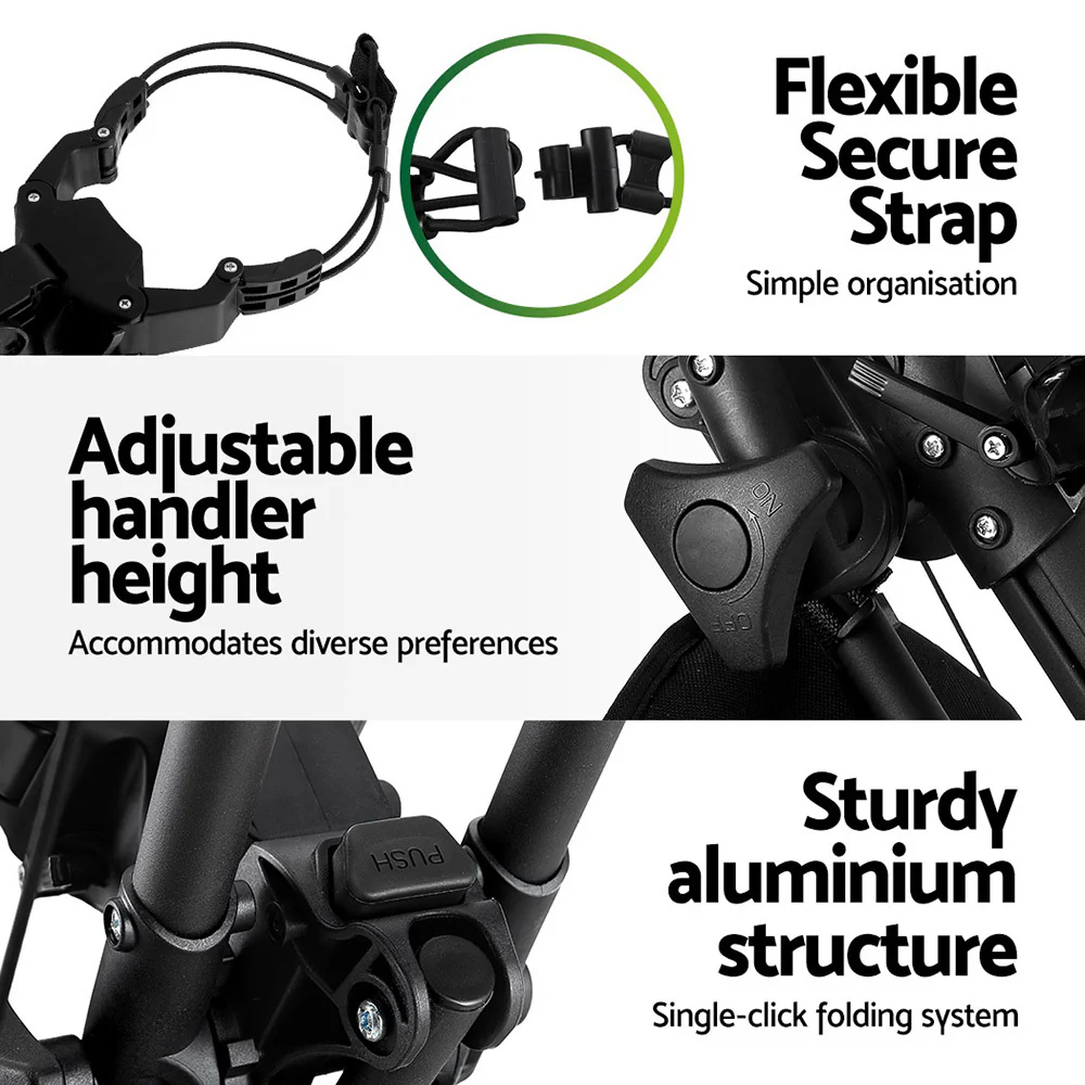 Everfit Golf Buggy Foldable Trolley Golf Cart Wheels Umbrella Bottle Holder - Image 6