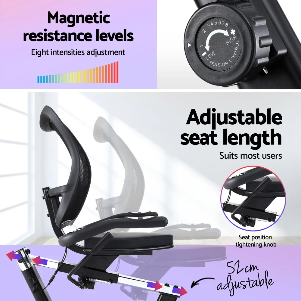 Everfit Recumbent Exercise Bike Magnetic Cycling Mesh Chair 120kg Loading - Image 5