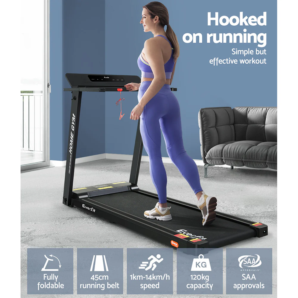 Everfit Treadmill Electric Home Gym Fitness Exercise Fully Foldable 450mm Black - Image 6