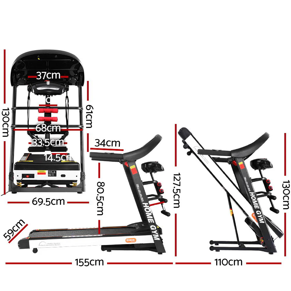 Everfit Treadmill Electric Home Gym Fitness Exercise Machine w/ Massager 450mm - Image 2