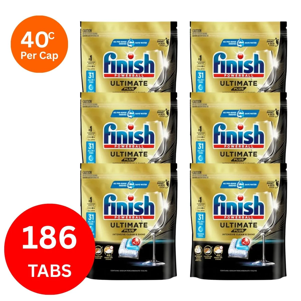 Finish Ultimate Plus x 186 Baking Soda Dishwasher Tablets - Image 4