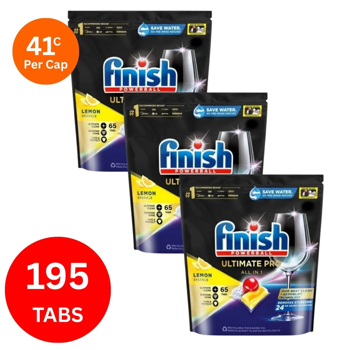 Finish Ultimate Pro x 195 Lemon Dishwasher Tablets - Image 4