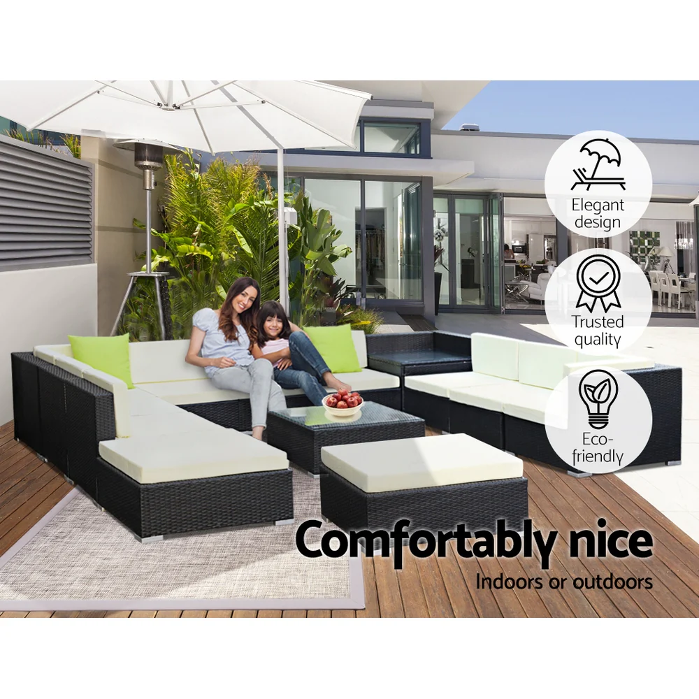 Gardeon 13-Piece Outdoor Sofa Set Wicker Couch Lounge Setting 11 Seater - Image 6