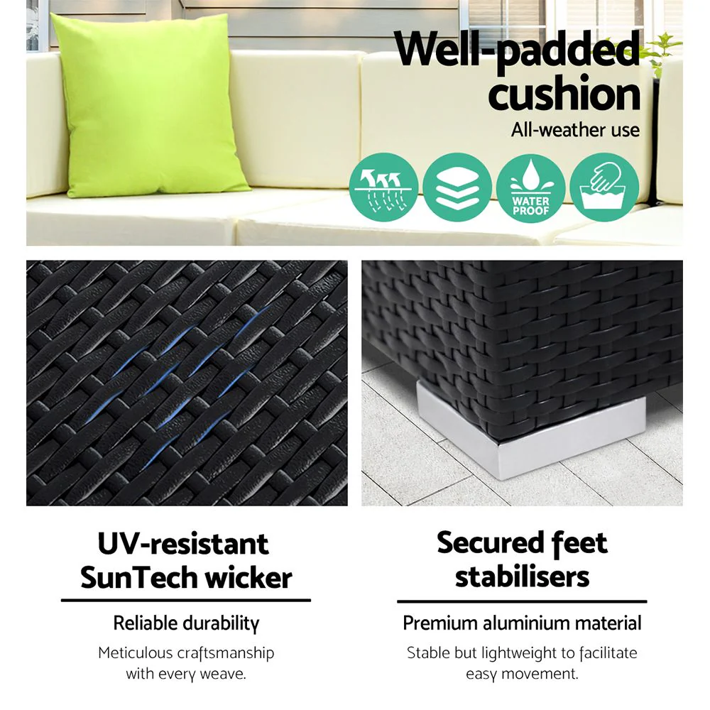 Gardeon 13-Piece Outdoor Sofa Set Wicker Couch Lounge Setting Cover - Image 4