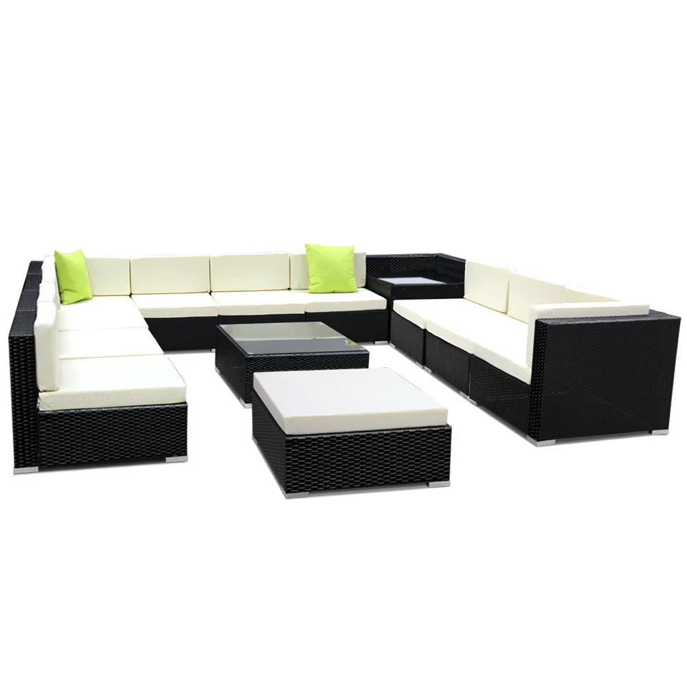 Gardeon 13-Piece Outdoor Sofa Set Wicker Couch Lounge Setting Cover - Image 7