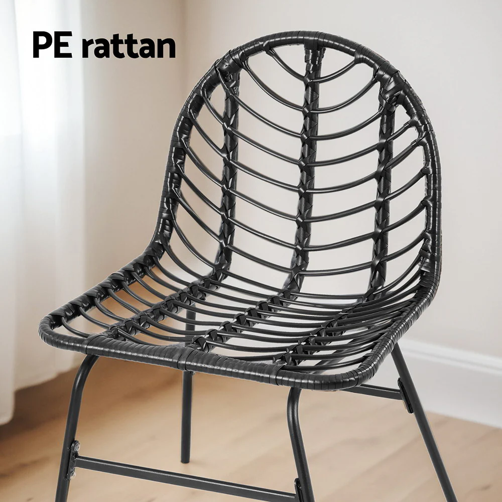 Gardeon 2x Outdoor Chairs Dining Chair Lounge Wicker Patio Furniture Black - Image 5
