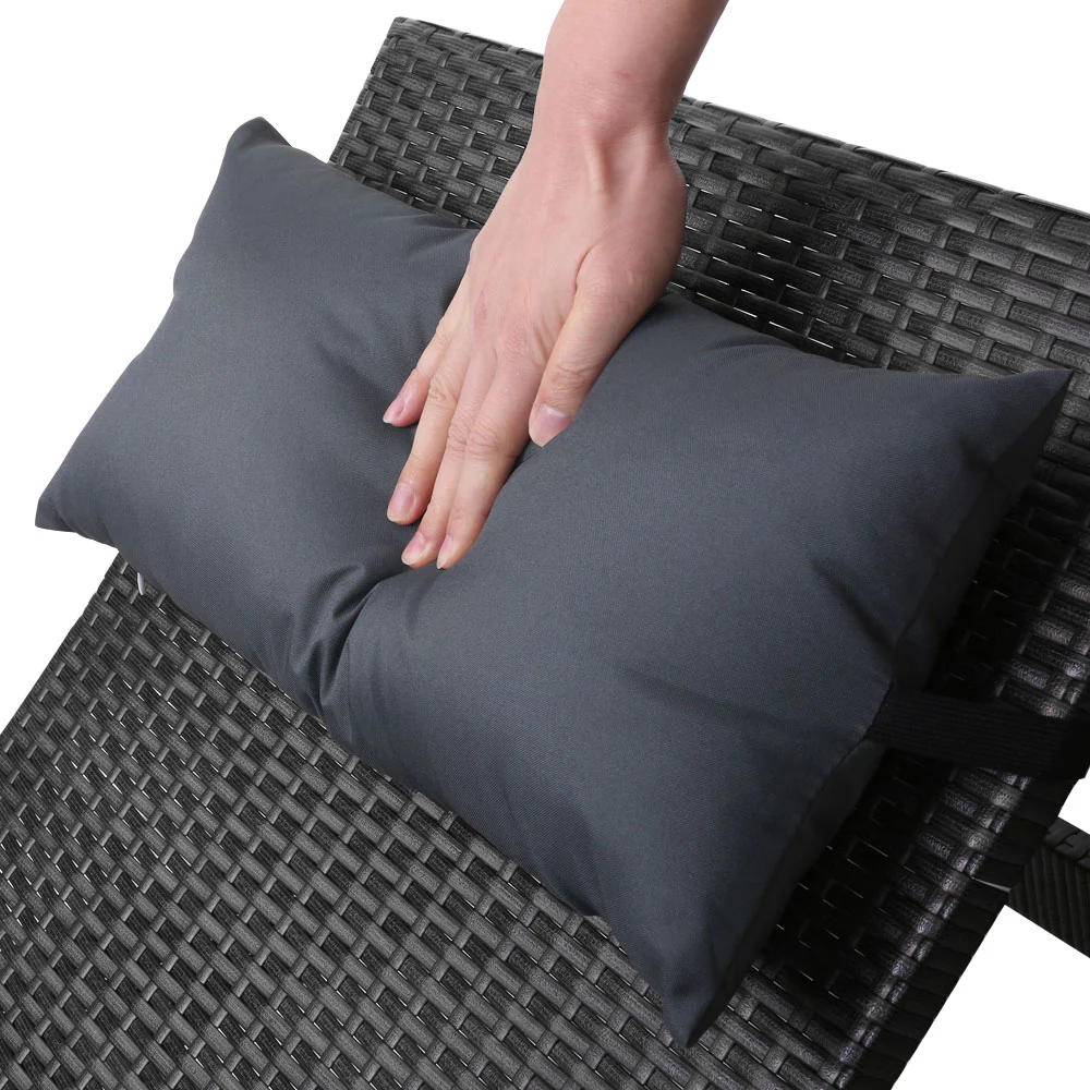 Gardeon 2x Sun Lounge Wicker Lounger Outdoor Furniture Beach Chair Armrest Adjustable Black - Image 7