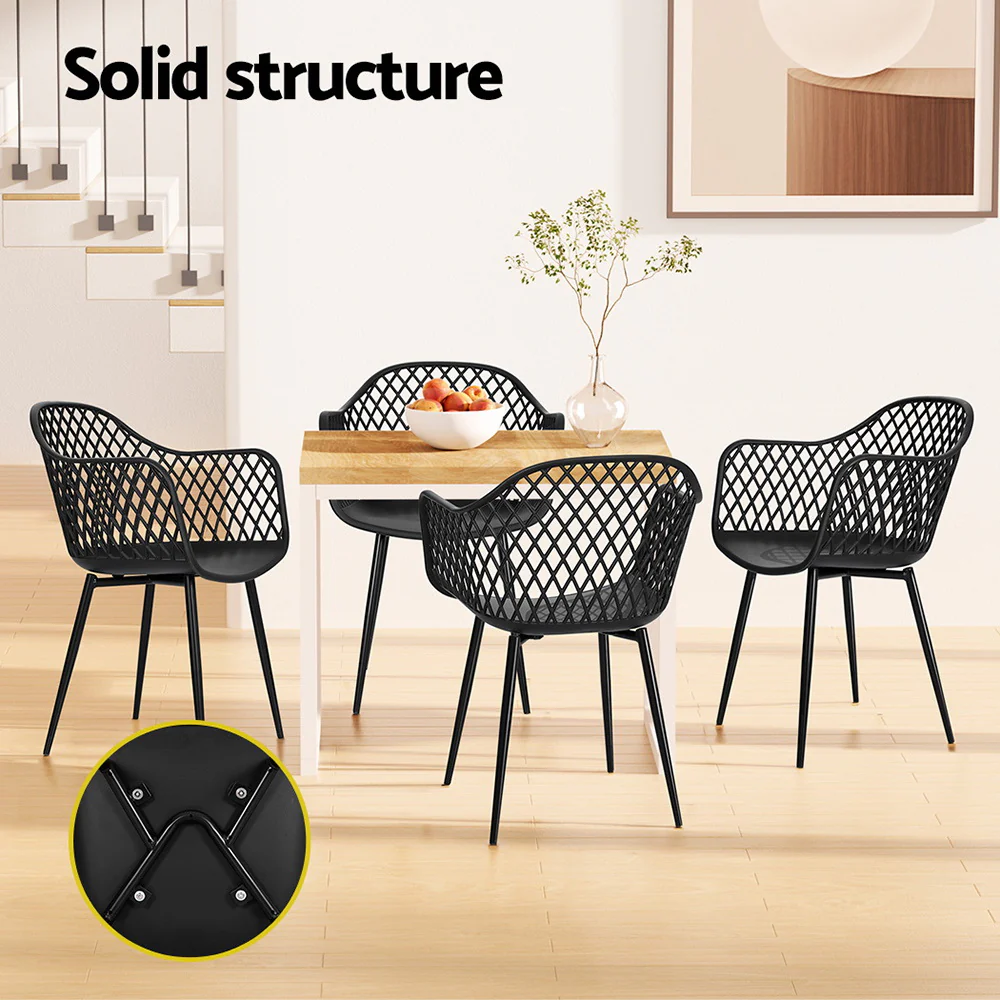 Gardeon 4PC Outdoor Dining Chairs PP Lounge Chair Patio Furniture Garden Black - Image 6