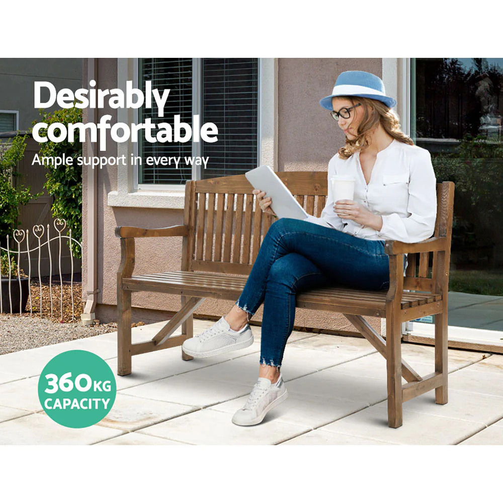 Gardeon 5FT Outdoor Garden Bench Wooden 3 Seat Chair Patio Furniture Natural - Image 6
