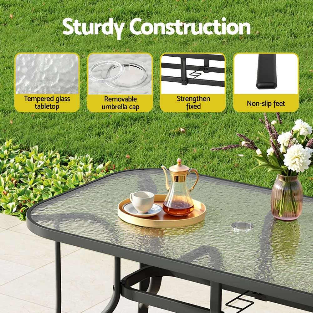 Gardeon 5PC Outdoor Dining Set Table and Chairs Patio Furniture Bistro Set Garden Grey - Image 6