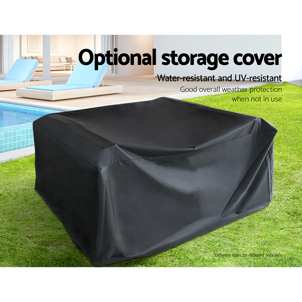 Gardeon 7-Piece Outdoor Sofa Set Wicker Couch Lounge Setting Seat Cover - Image 6