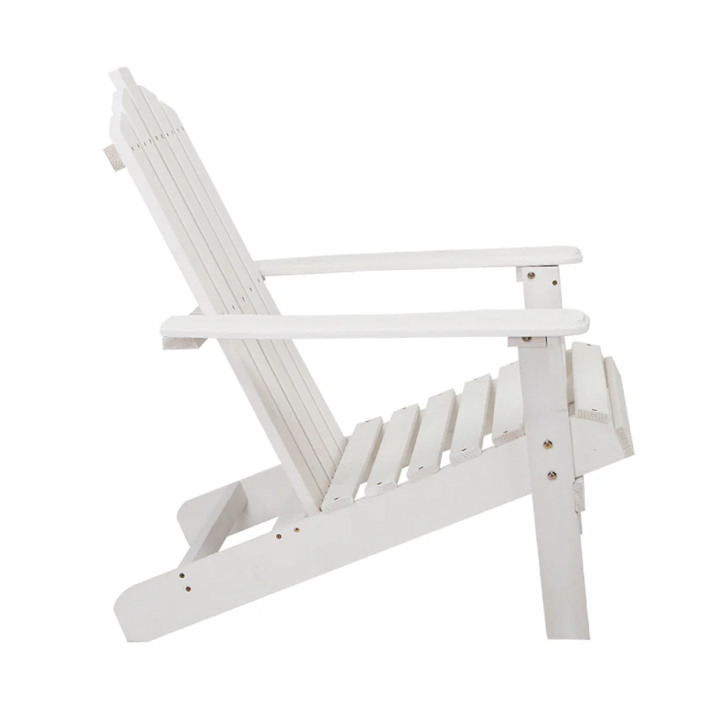 Gardeon Adirondack Outdoor Chairs Wooden Beach Chair Patio Furniture Garden White - Image 3