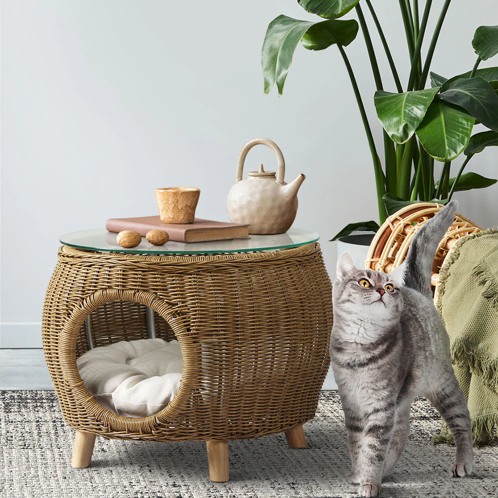 Gardeon Coffee Side Table Wicker Aluminium Desk Pet Bed Storage Outdoor Furniture - Image 8