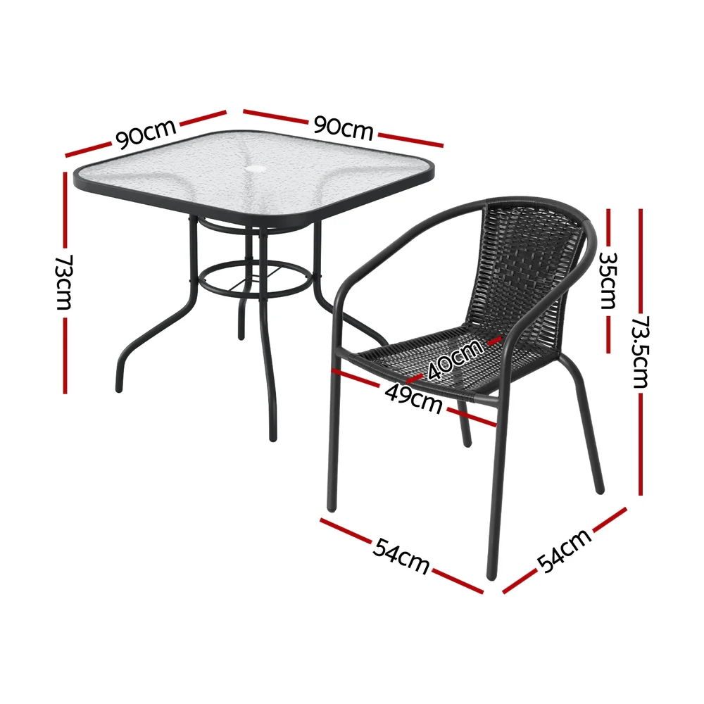 Gardeon Outdoor Dining Set 5 Piece Steel Stackable Chairs Table Patio Furniture - Image 2