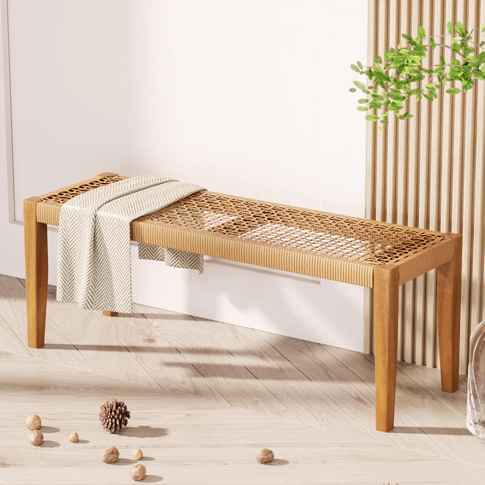 Gardeon Outdoor Garden Bench Seat Dining Acacia Wood 2-Seater Patio Furniture - Image 4