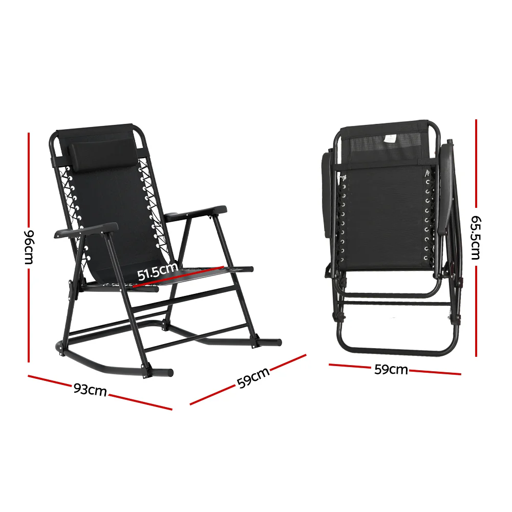 Gardeon Outdoor Rocking Chair Folding Reclining Recliner Patio Furniture Garden - Image 2