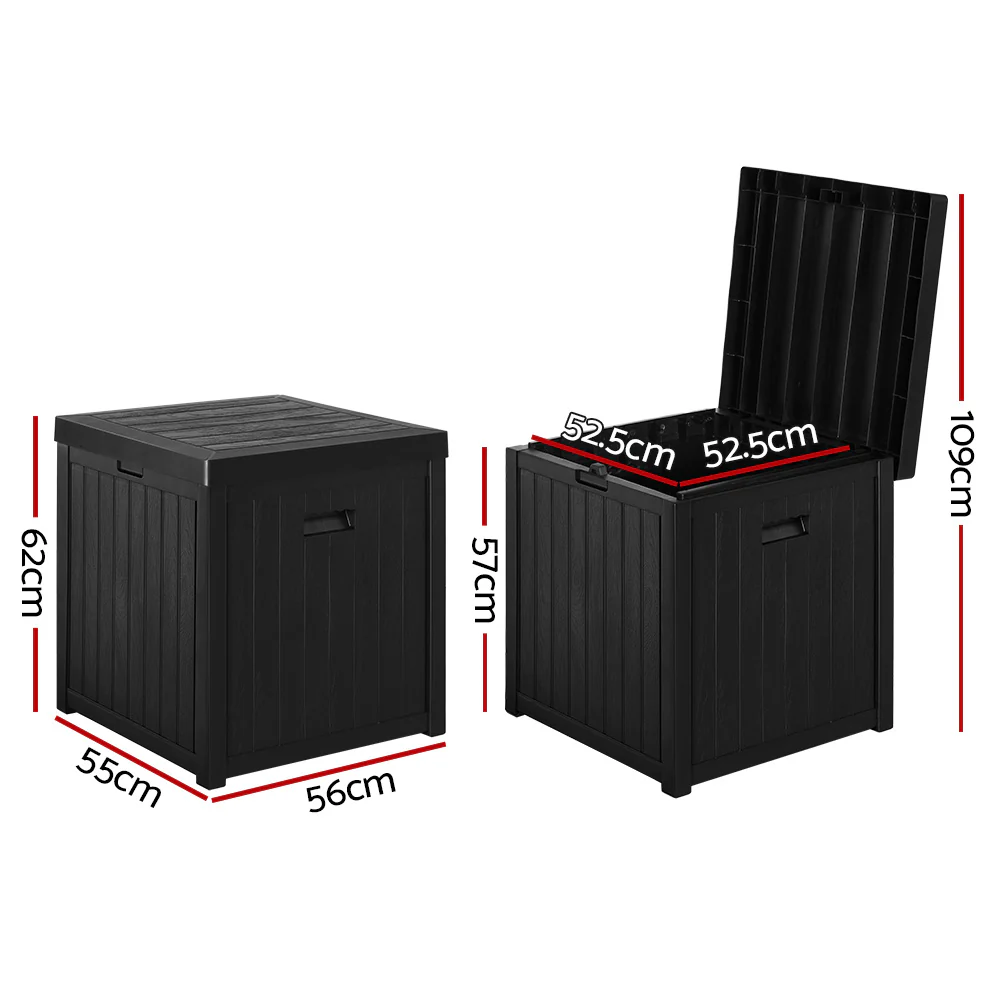 Gardeon Outdoor Storage Box 195L Organiser Garden Bench Deck Toy Shed Tool Black - Image 2