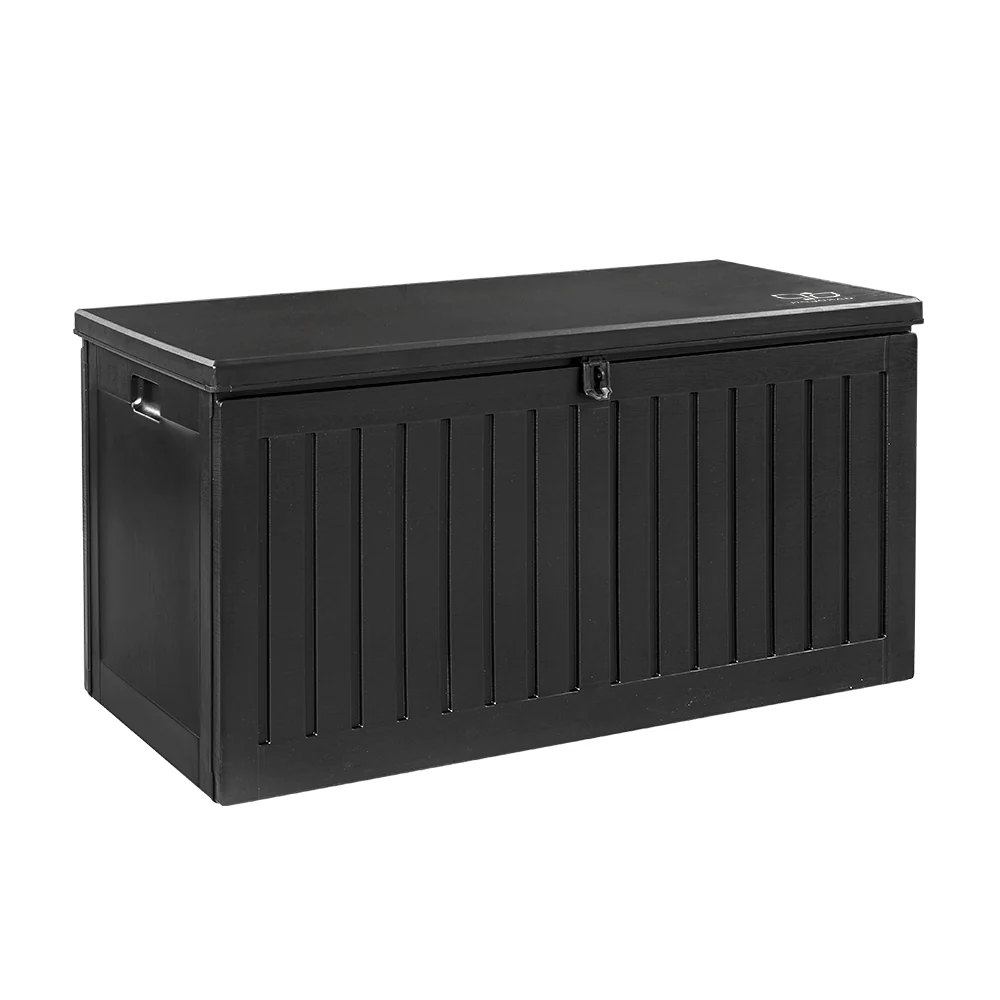 Gardeon Outdoor Storage Box 270L Container Lockable Garden Bench Tool Shed Black - Image 4