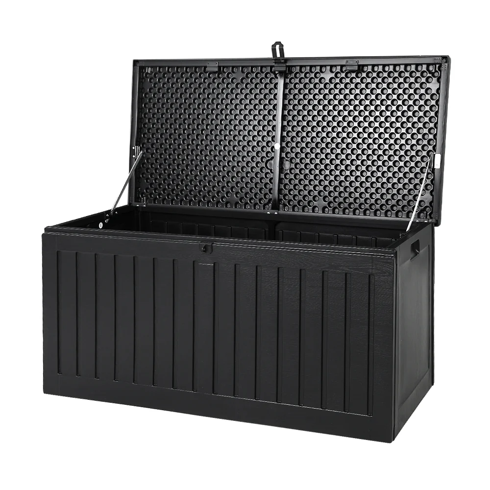 Gardeon Outdoor Storage Box 270L Container Lockable Garden Bench Tool Shed Black - Image 8