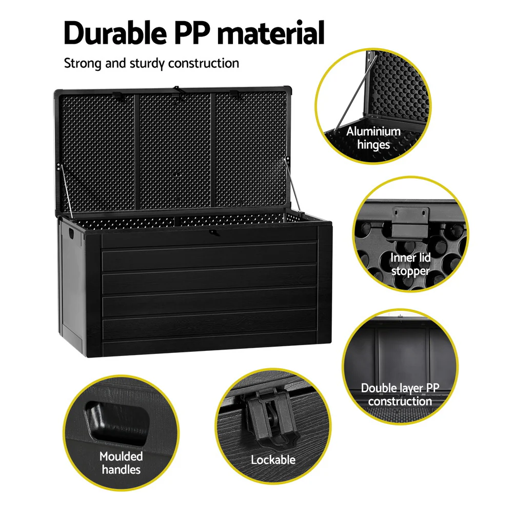 Gardeon Outdoor Storage Box 680L Container Lockable Garden Bench Shed Tool All Black - Image 6