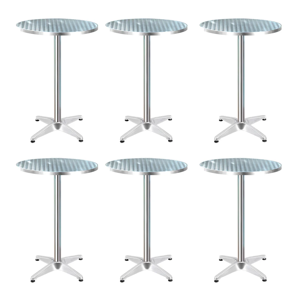 Gardeon Set of 6 Outdoor Bar Table Aluminium Round 70/110CM - Image 3
