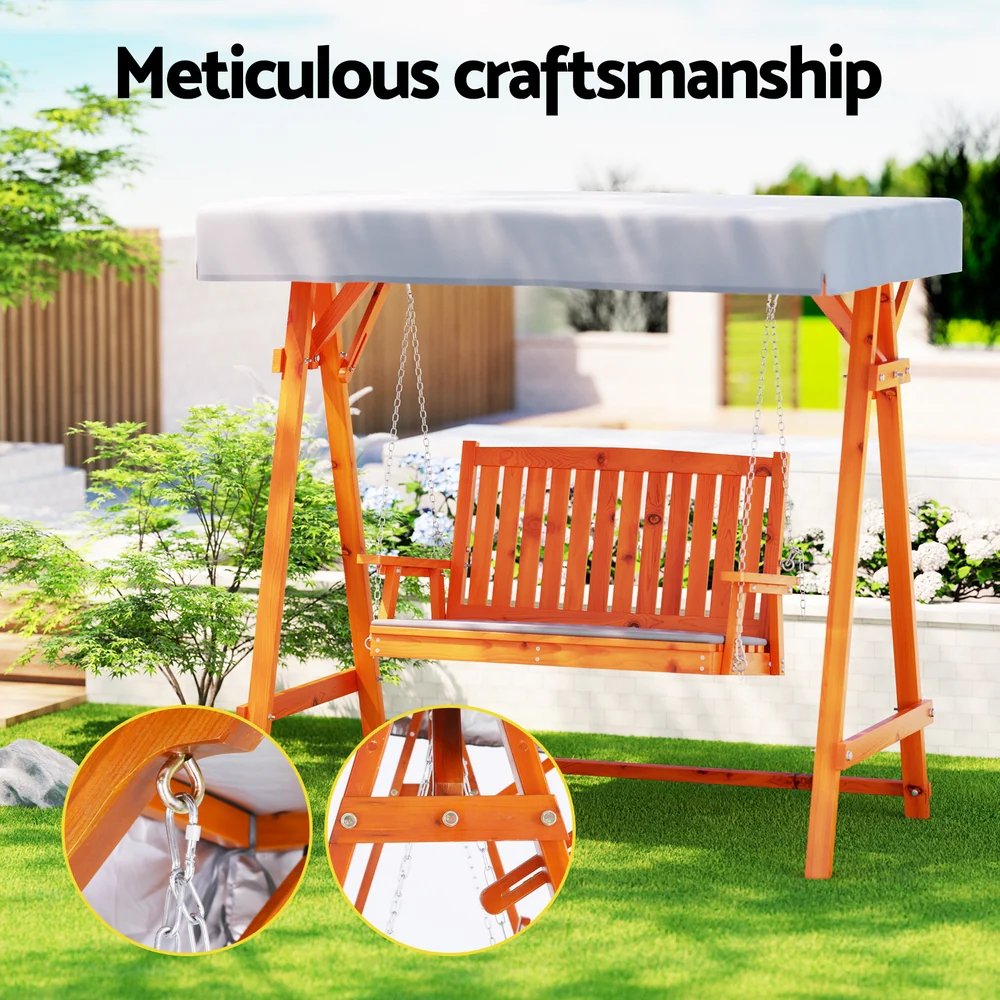 Gardeon Swing Chair Wooden Garden Bench Canopy 2 Seater Outdoor Furniture - Image 4