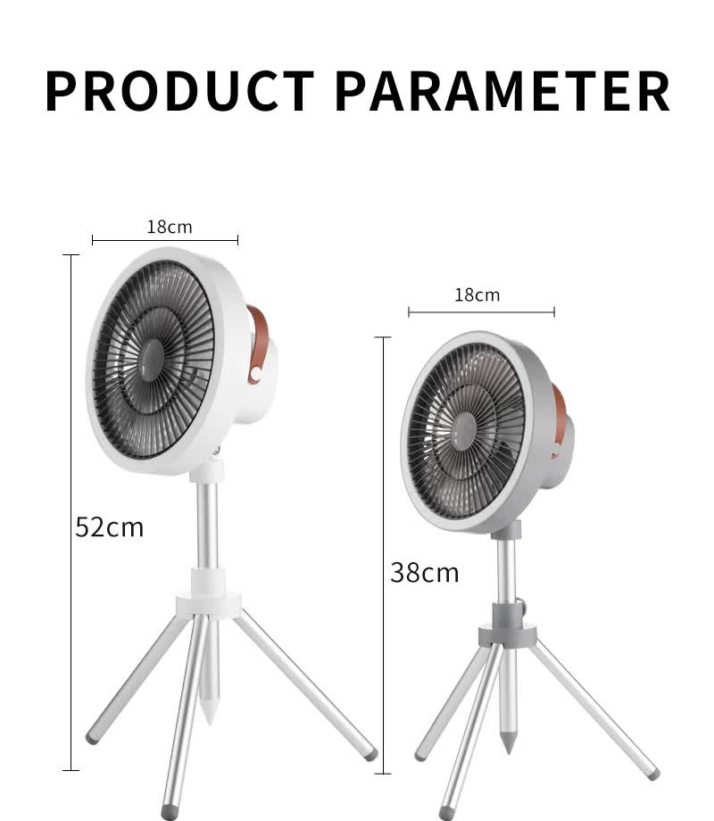 Gery Portable Outdoor Tripod Fan - USB Rechargeable Camping Fan with Remote Control, Folding & Adjustable for Outdoor Activities and Travel - Image 6