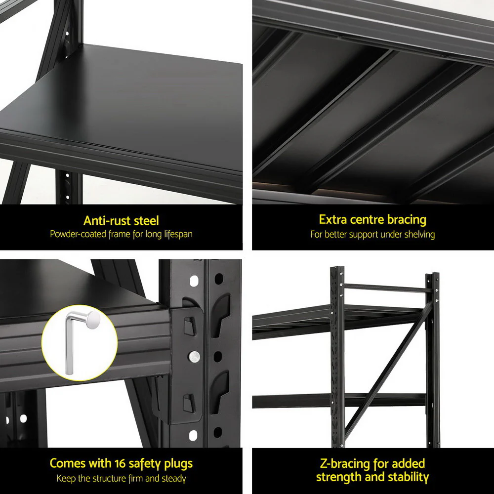 Giantz 4Mx1.8M Garage Shelving Warehouse Rack Black - Image 6