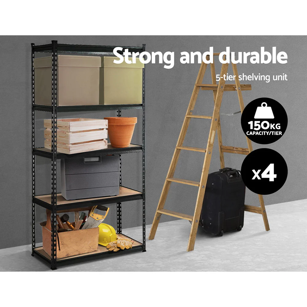 Giantz 4x1.5M Garage Shelving Warehouse Rack Pallet Racking Storage Shelve Black - Image 3