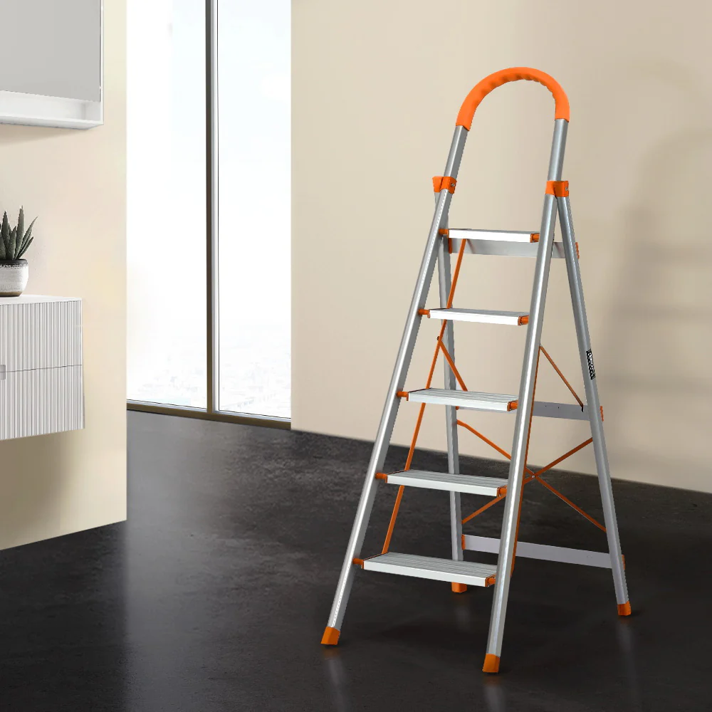 Giantz 5 Step Ladder Multi-Purpose Folding Aluminium Light Weight Non Slip Platform - Image 8