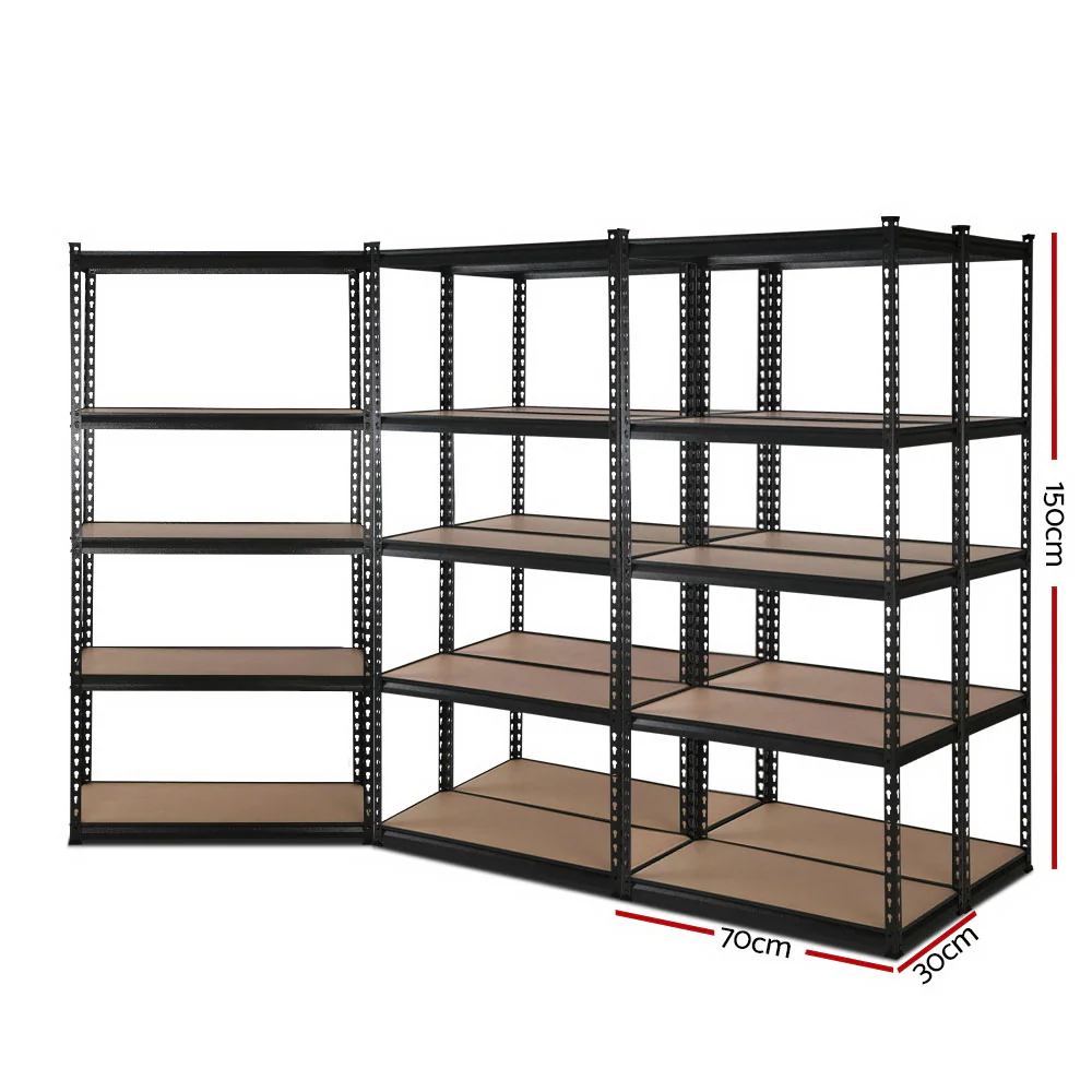 Giantz 5x1.5M Garage Shelving Warehouse Rack Pallet Racking Storage Shelve Black - Image 2