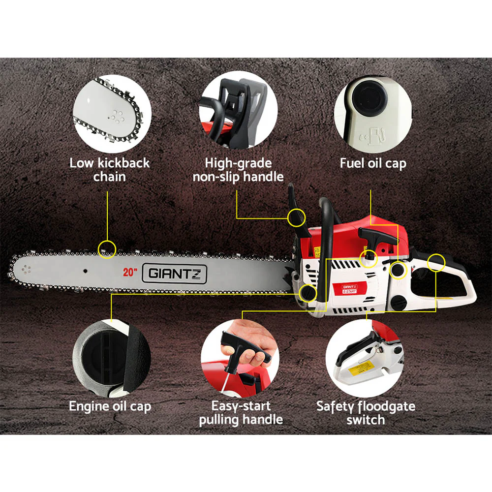Giantz Chainsaw Petrol 62CC 20" Bar Commercial E-Start Pruning Chain Saw Spark Plug - Image 6