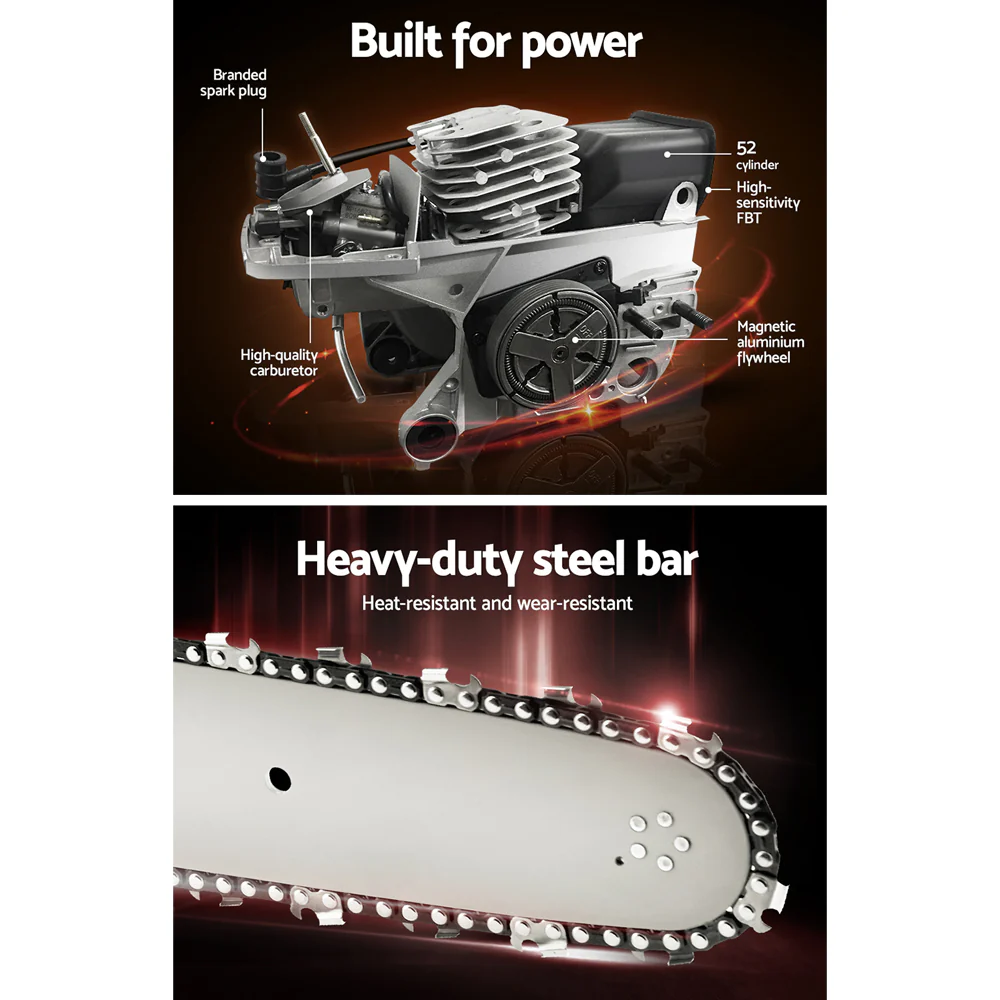 Giantz Chainsaw Petrol 65CC 24" Bar Commercial E-Start Pruning Chain Saw - Image 5