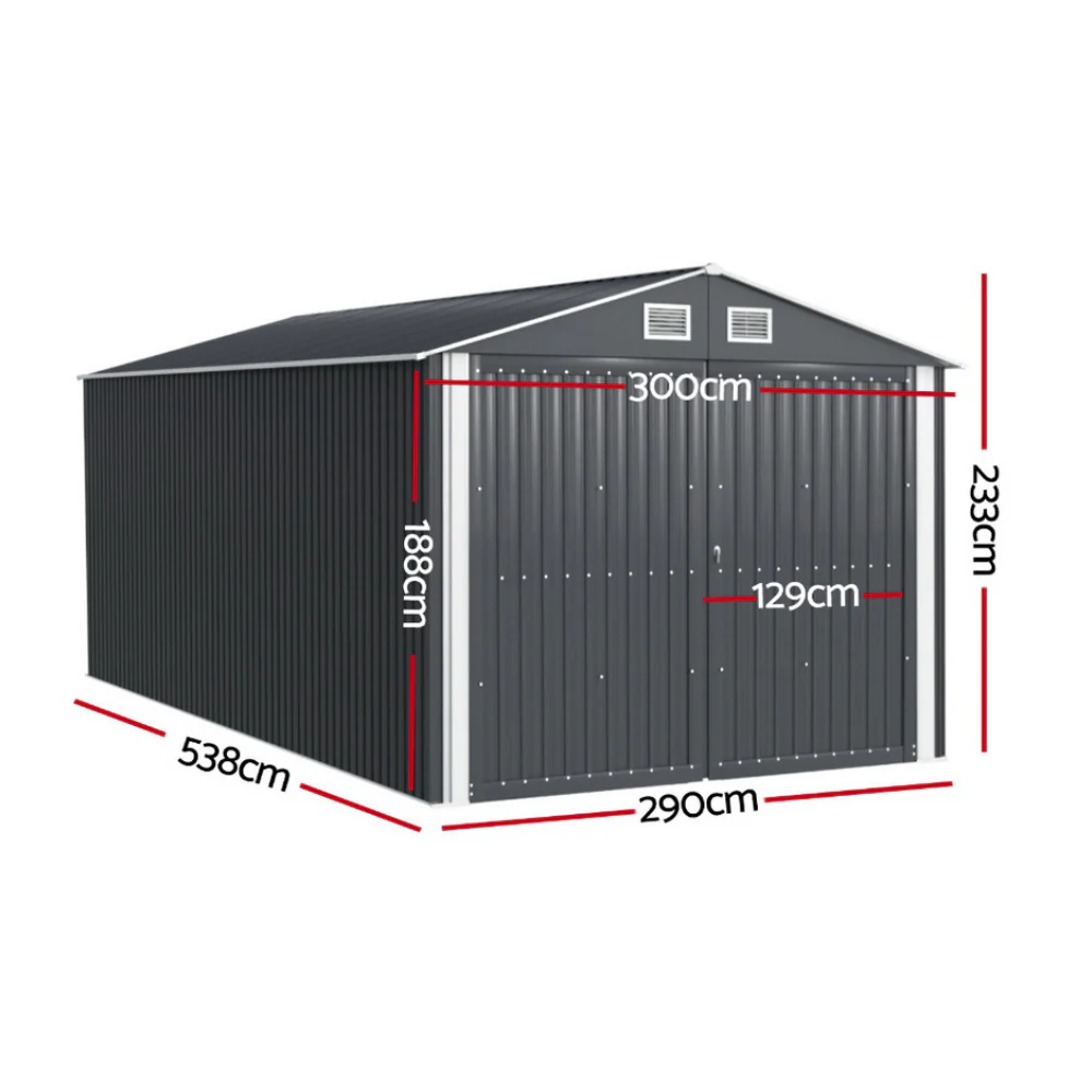 Giantz Garden Shed Sheds Outdoor Storage 3x5.38M Tool Workshop House Shelter - Image 2