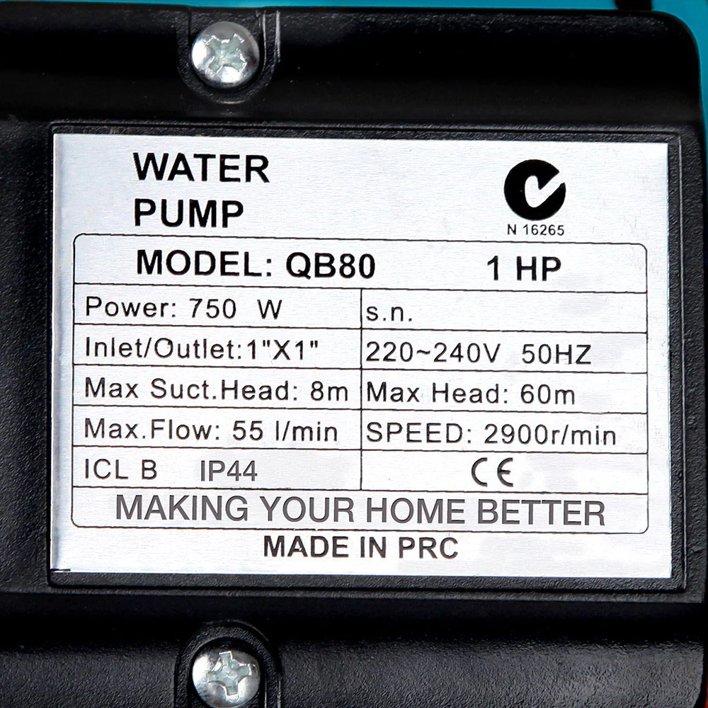 Giantz Peripheral Water Pump Garden Boiler Car Wash Auto Irrigation QB80 Yellow - Image 7