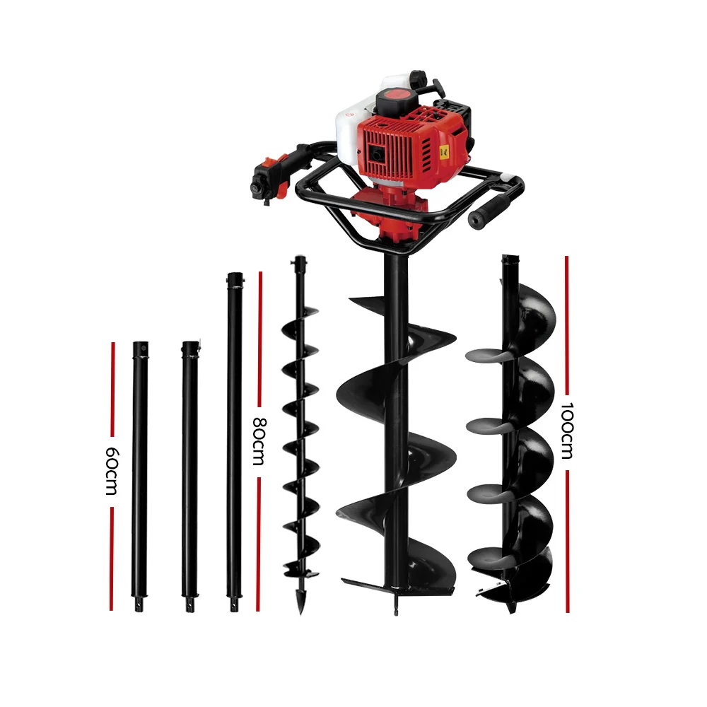 Giantz Post Hole Diggers 65CC Petrol Digger Extension Auger Bits - Image 2