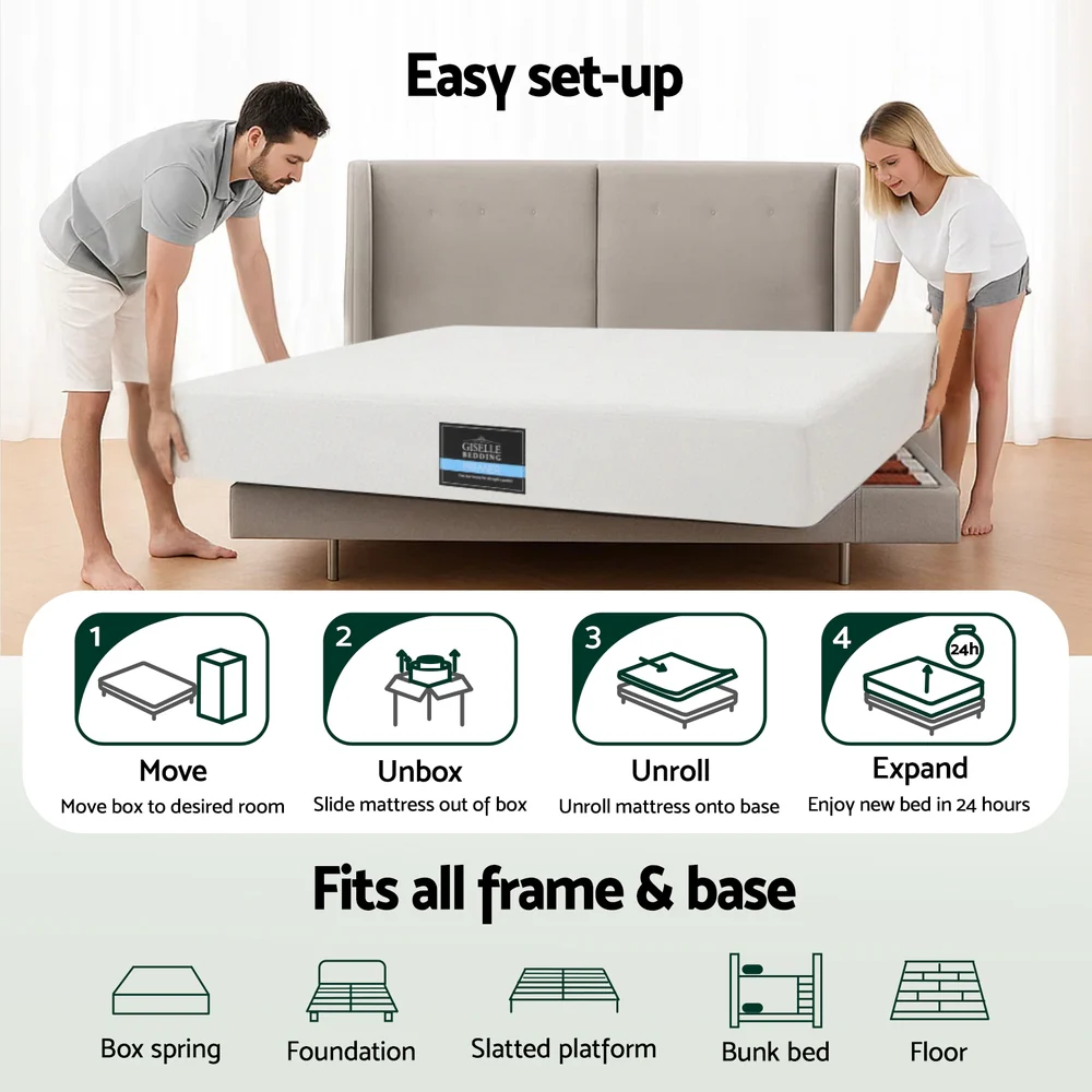 Giselle 20cm Memory Foam Mattress Green Tea Double - Image 6