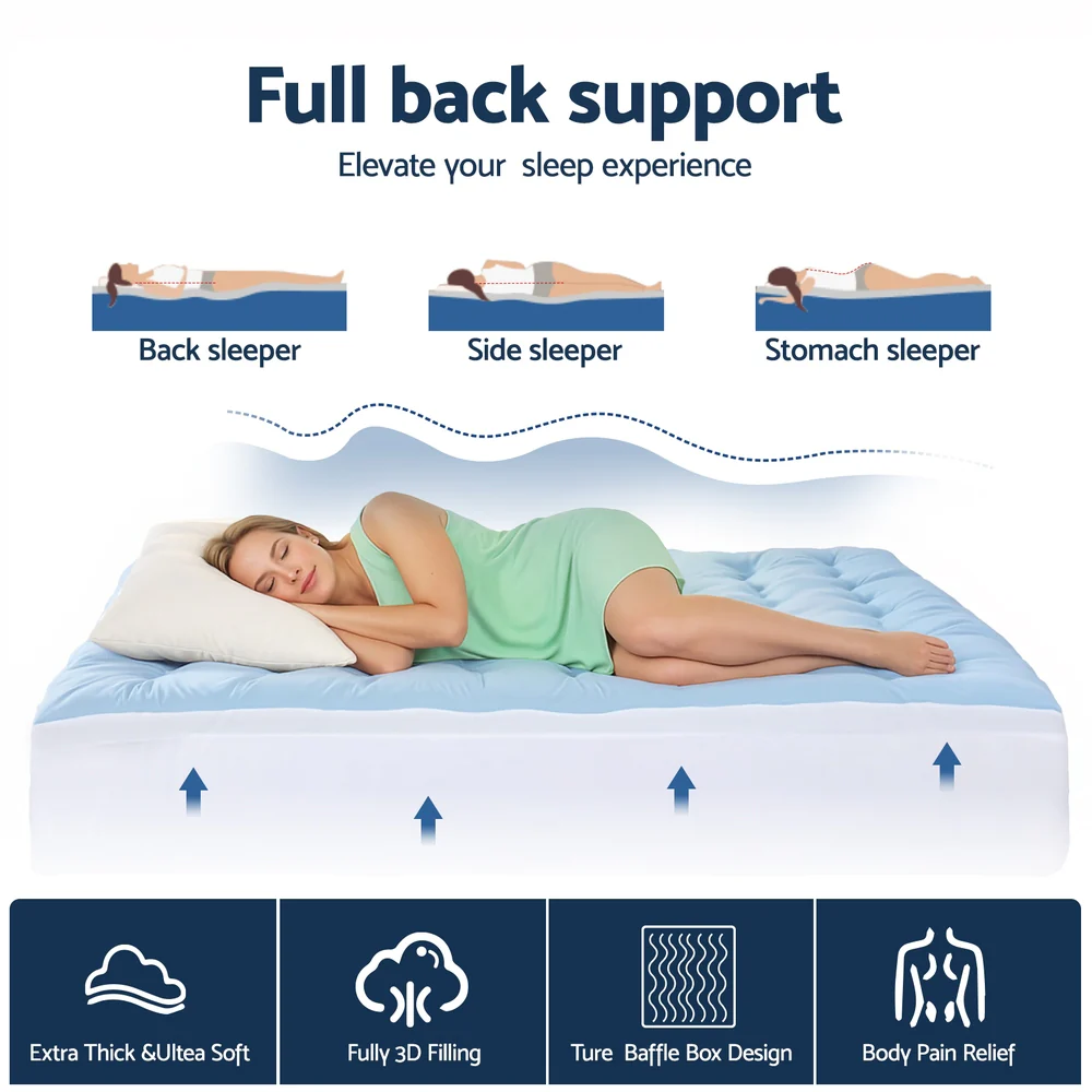 Giselle 5cm Mattress Topper Pillowtop toppers Double-Sided Queen - Image 5