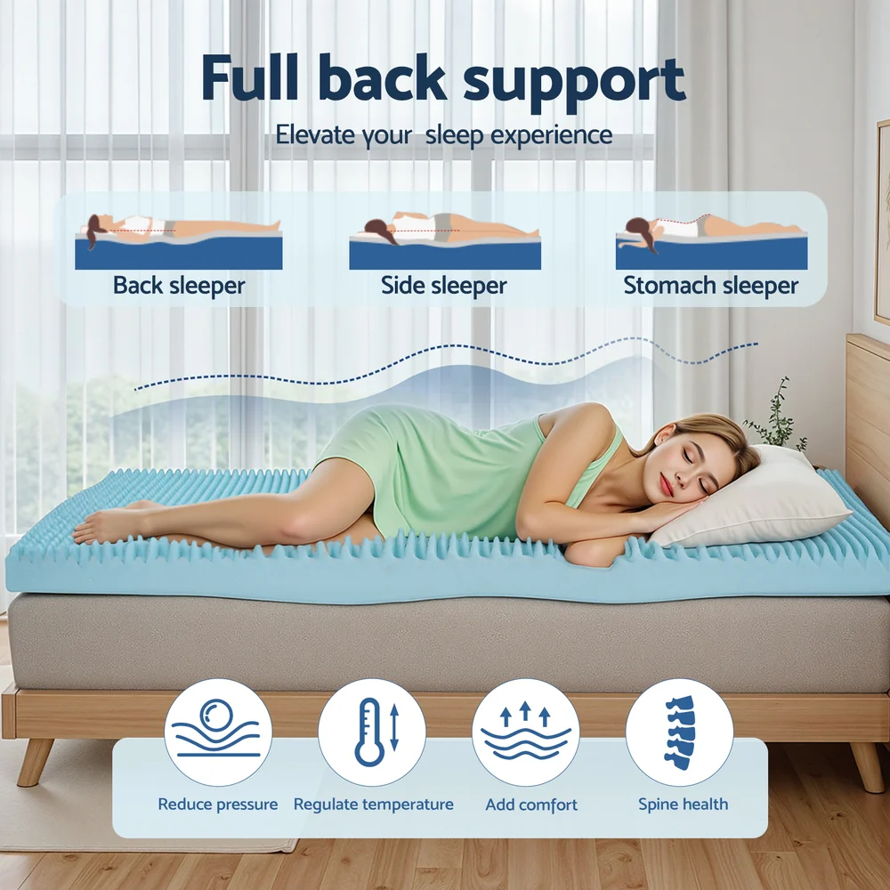 Giselle 8cm Memory Foam Mattress Topper Gel Egg Crate Foam Bamboo King - Image 4