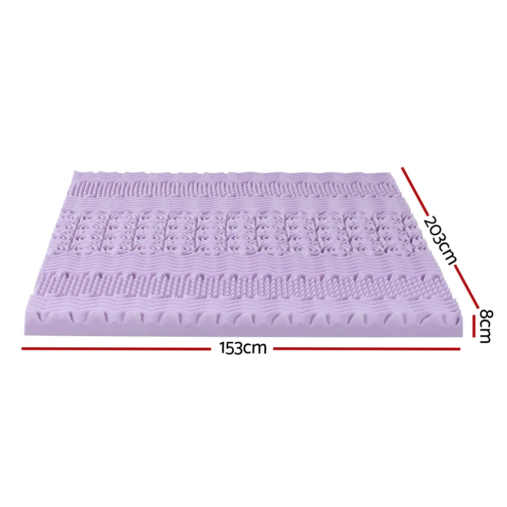 Giselle 8cm Memory Foam Mattress Topper Lavender Infused Bamboo Cover 7-Zone Queen - Image 2