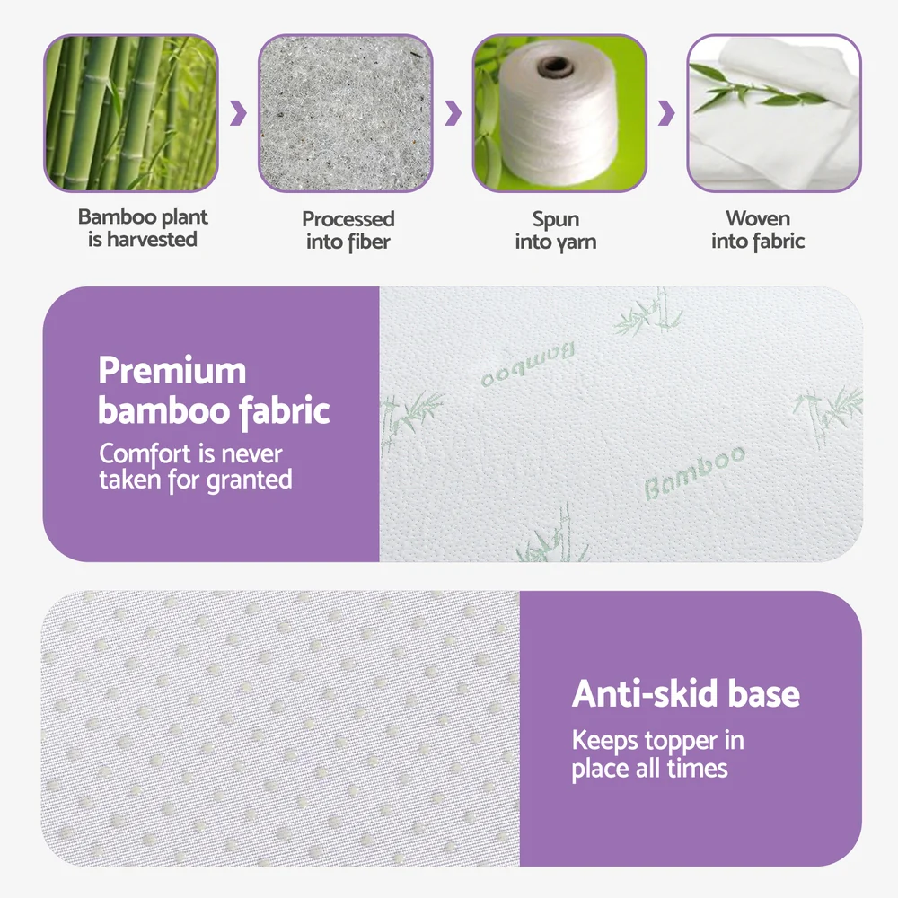 Giselle 8cm Memory Foam Mattress Topper Lavender Infused Bamboo Cover 7-Zone Queen - Image 6