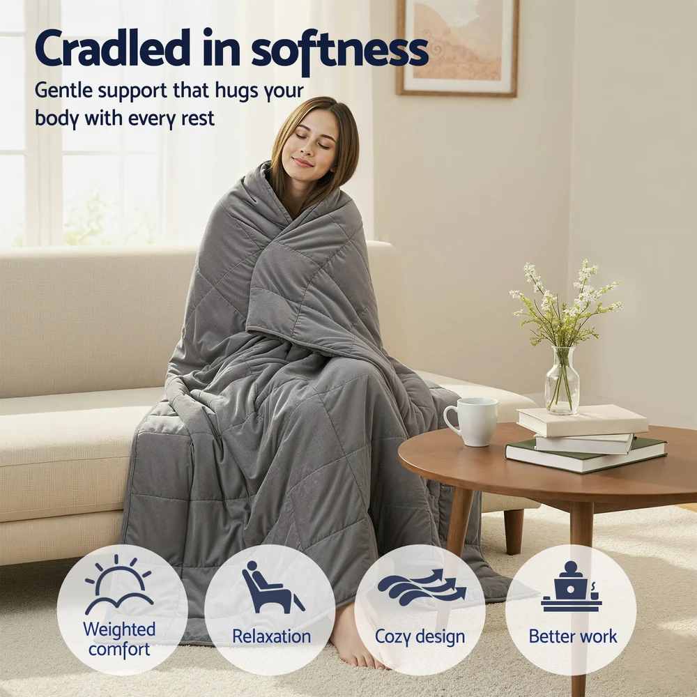 Giselle 9KG Weighted Blanket Adults Kid Anti Anxiety Gravity Blankets Sherpa Fleece - Image 4