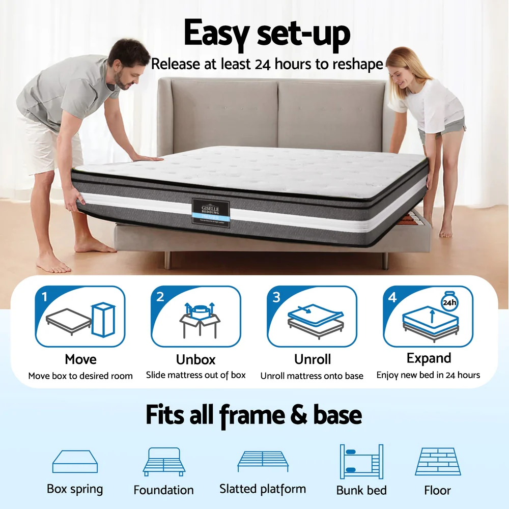 Giselle Bedding 30cm Mattress Gel Foam Pocket Spring King Single - Image 6