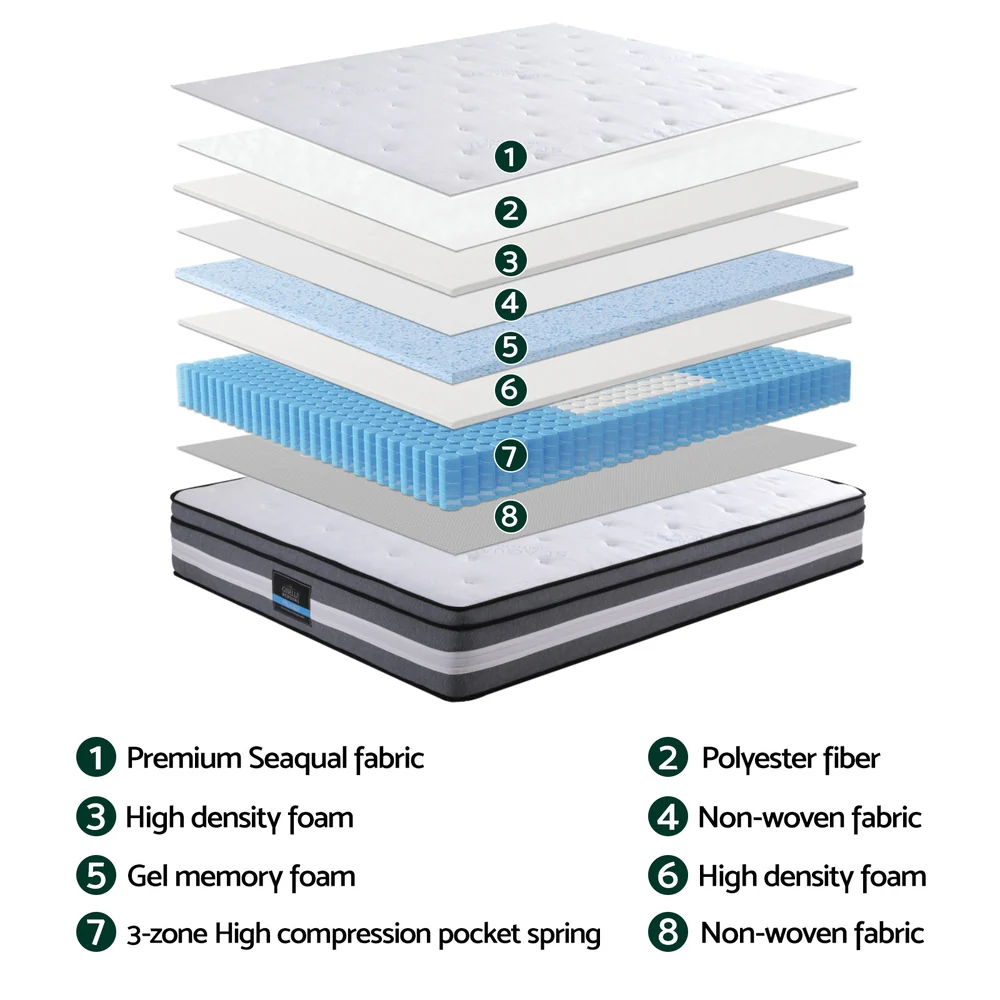 Giselle Bedding 30cm Mattress Gel Foam Pocket Spring Queen - Image 4