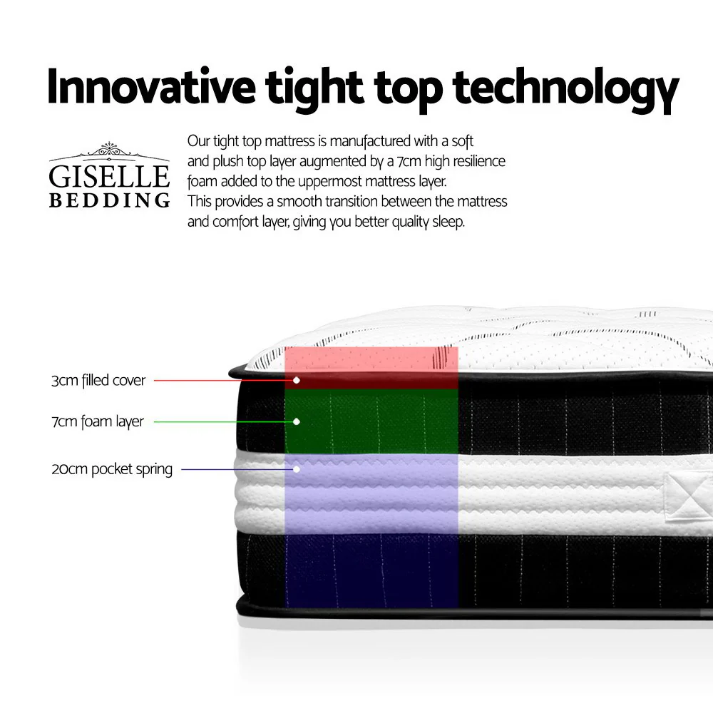 Giselle Bedding 30cm Mattress Medium Firm King - Image 3