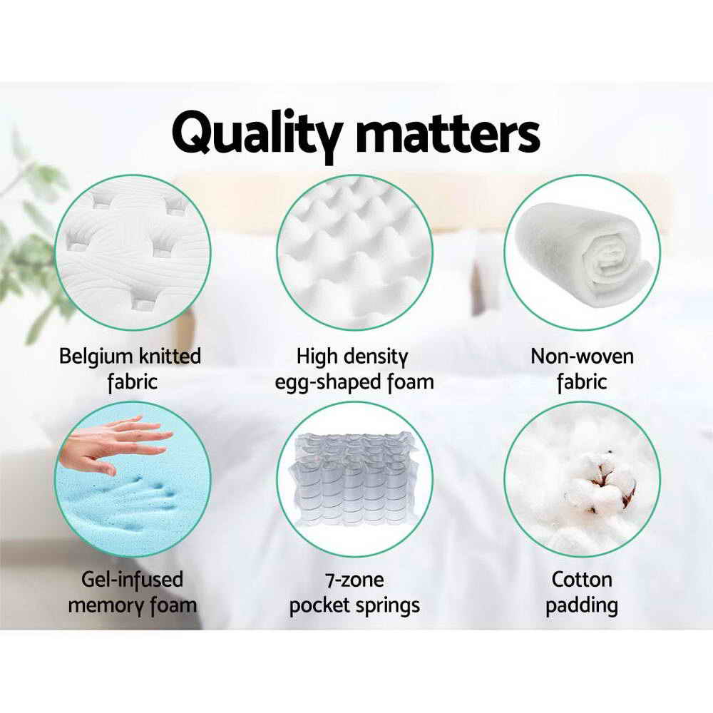 Giselle Bedding 34cm Mattress Cool Gel Memory Foam 7 Zone Queen - Image 6