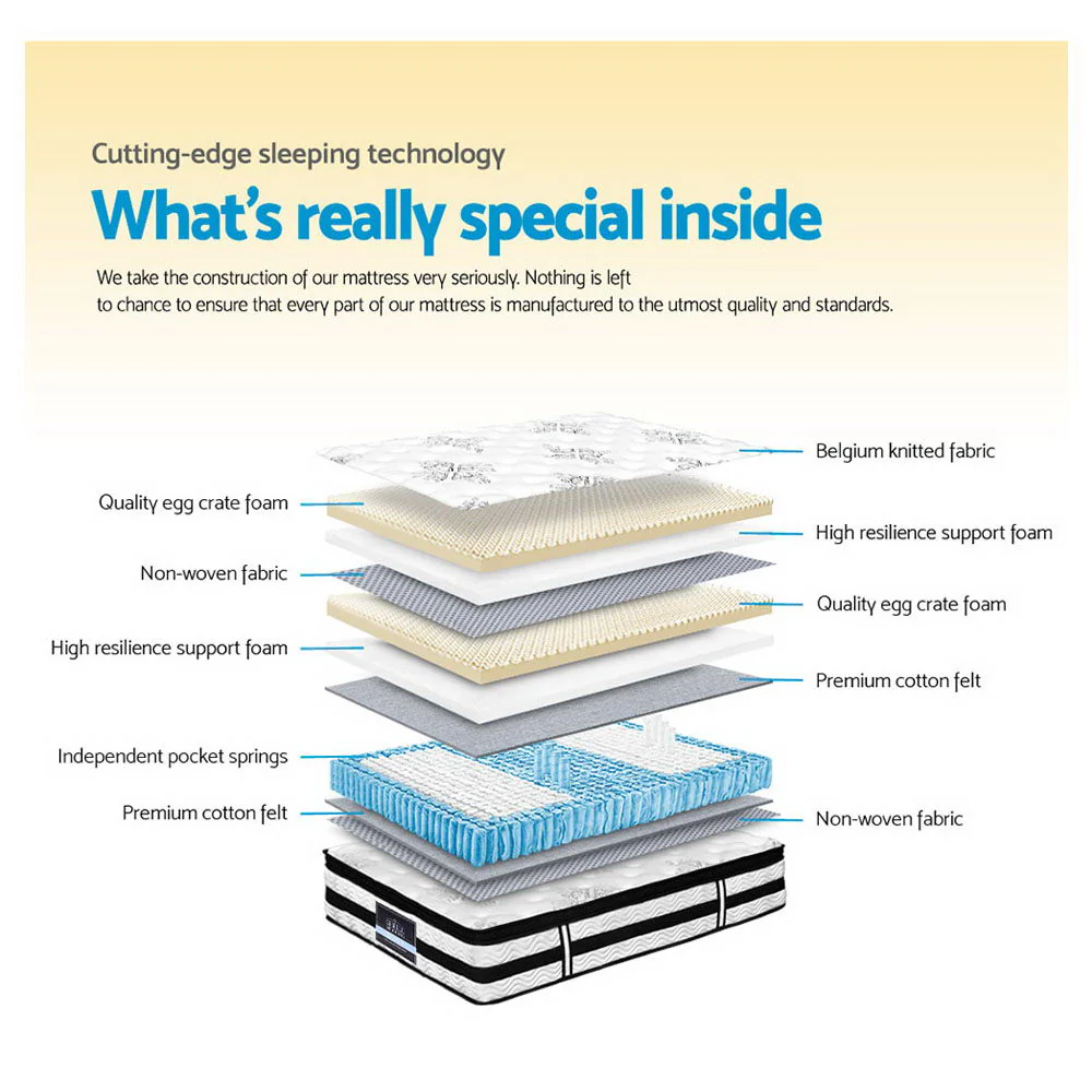 Giselle Bedding 34cm Mattress Euro Top Pocket Spring Double - Image 6