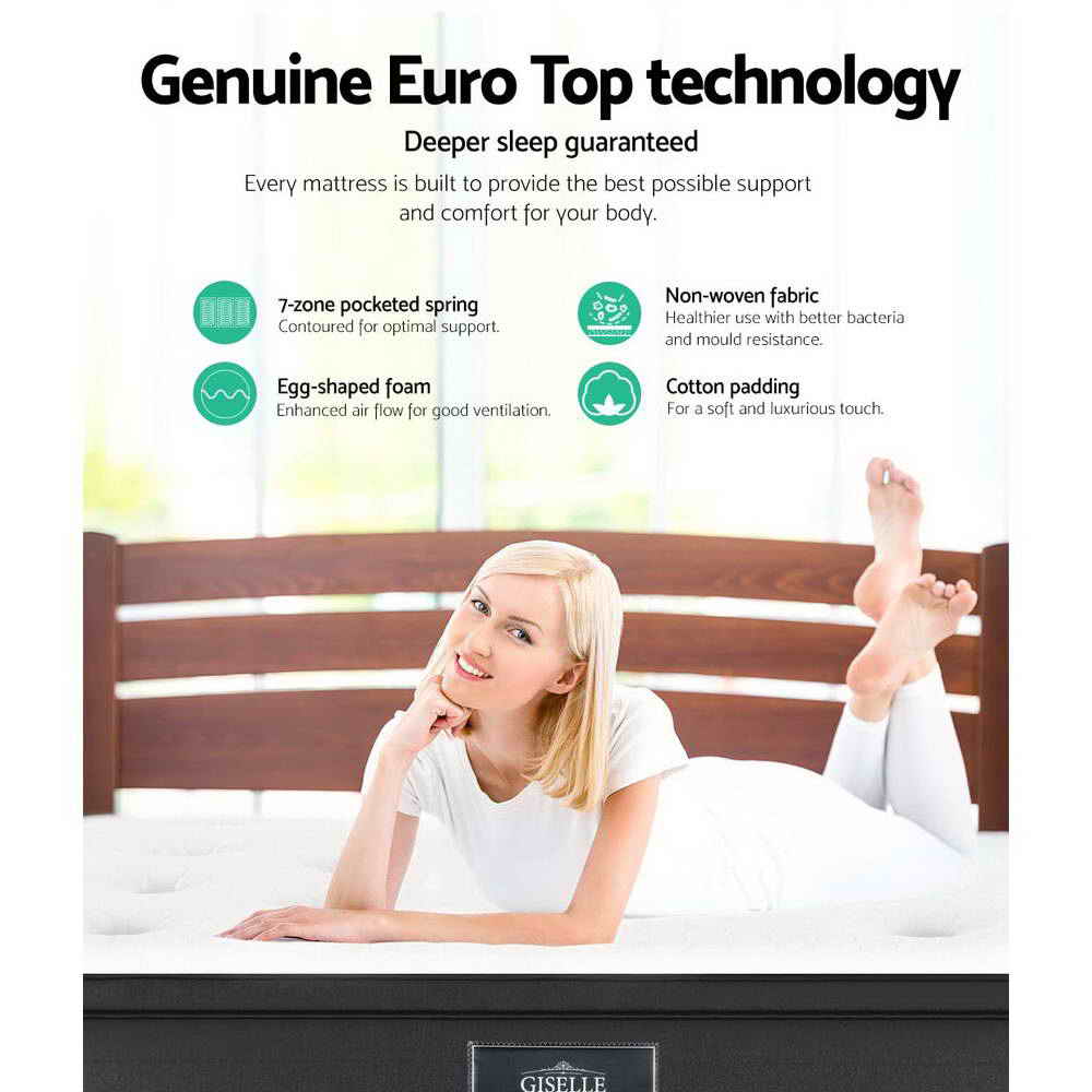 Giselle Bedding 34cm Mattress Euro Top Queen - Image 3