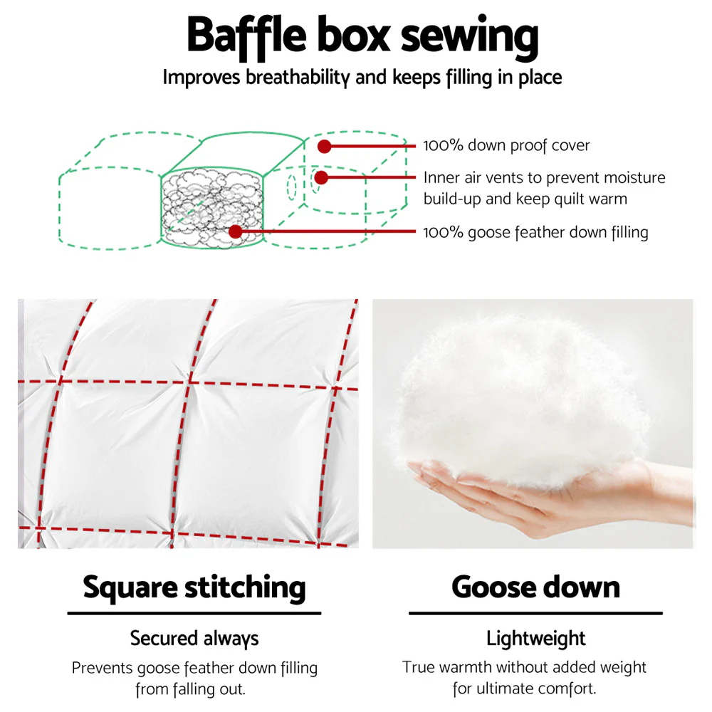 Giselle Bedding 700GSM Goose Down Feather Quilt Double - Image 5